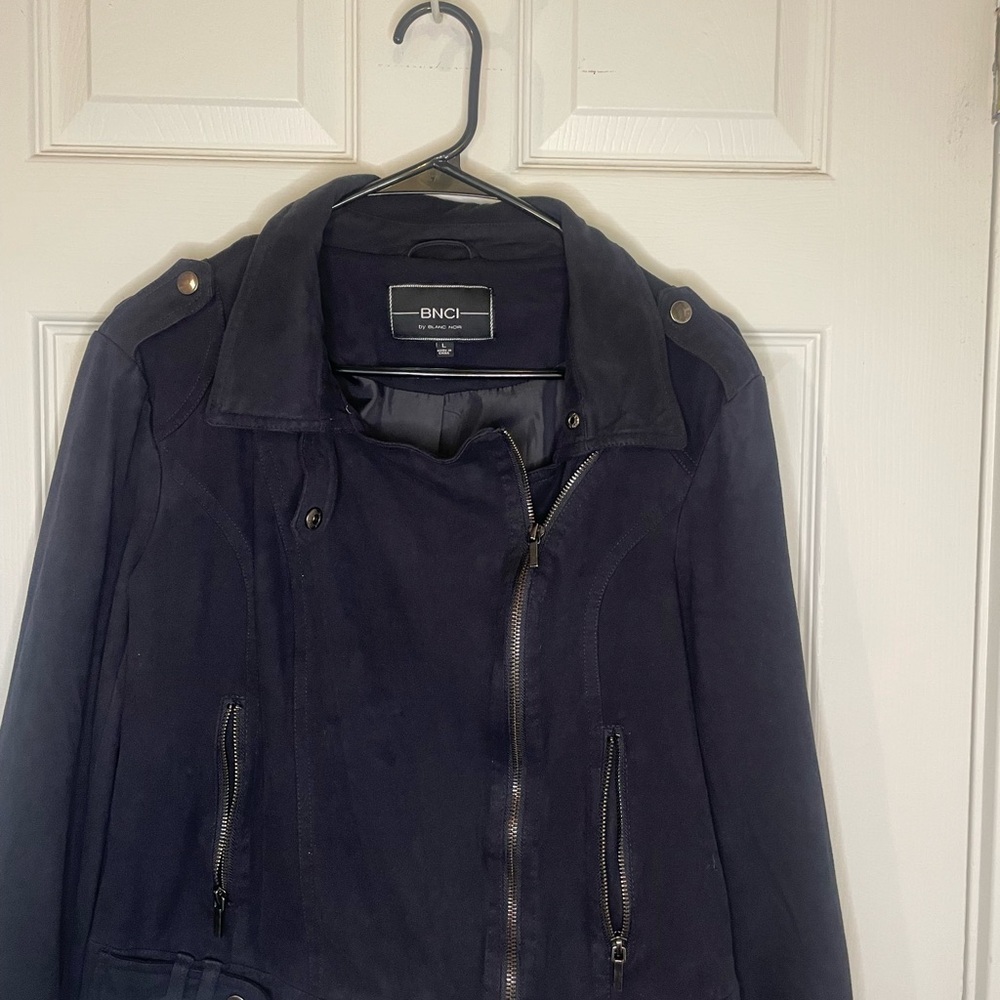 Navy BNCI faux leather motorcycle Jacket
